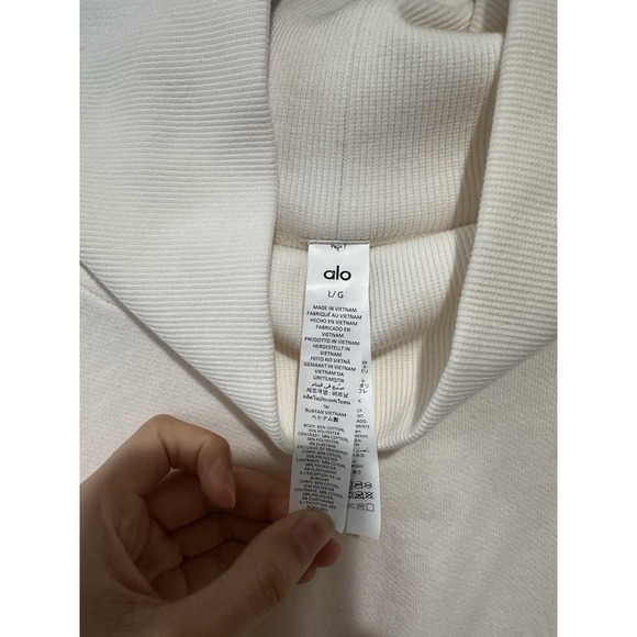 Alo Hazy Mock Neck Pullover Ivory Large - Picture 8 of 9